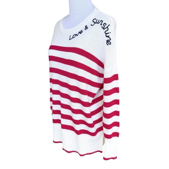 Lilly Pulitzer “Love & Sunshine” Red & White Striped Sweater Size Medium NEW - Picture 3 of 6